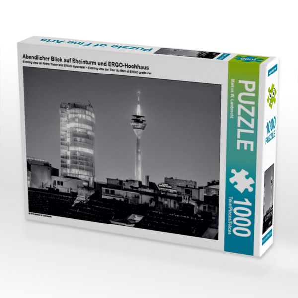 Produktbild: CALVENDO Puzzle Abendlicher Blick auf Rheinturm und ERGO-Hochhaus 1000 Teile Puzzle quer | 1000 Teile Lege-Gr&ouml;&szlig;e 64 &times; 48 cm Foto-Puzzle f&uuml;r gl&uuml;ckliche Stunden