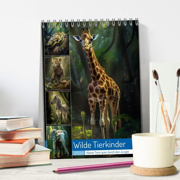 Produktbild: Wilde Tierkinder (Tischkalender 2026 DIN A5 hoch), CALVENDO Monatskalender