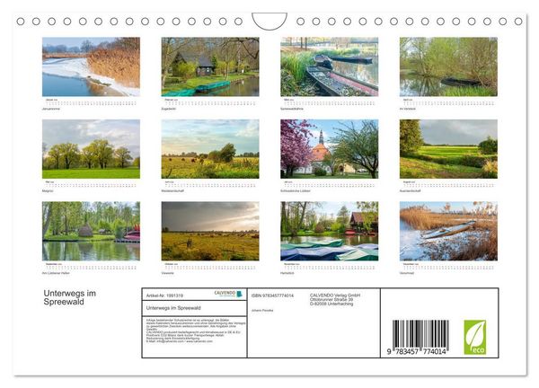 Produktbild: Unterwegs im Spreewald (Wandkalender 2026 DIN A4 quer), CALVENDO Monatskalender