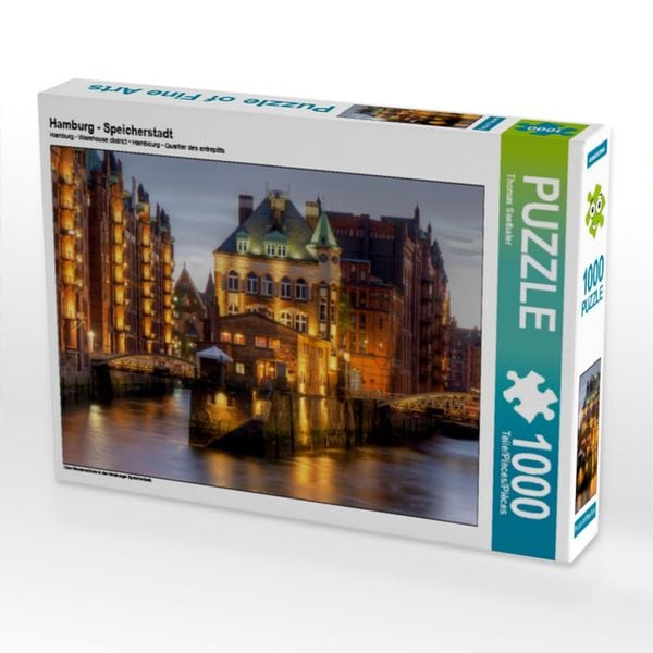 CALVENDO Puzzle Hamburg - Speicherstadt | 1000 Teile Lege-Größe 64x48cm Foto-Puzzle für glückliche Stunden