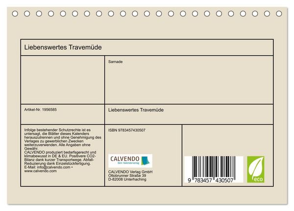 Produktbild: Liebenswertes Travem&uuml;de (Tischkalender 2026 DIN A5 quer), CALVENDO Monatskalender