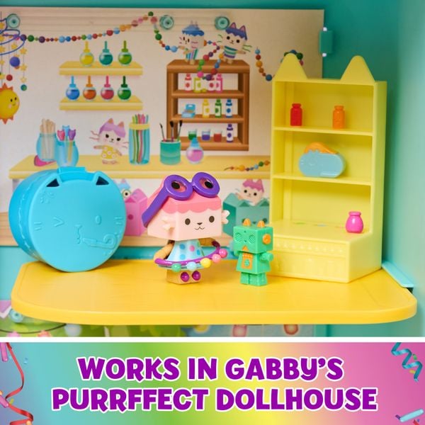 Produktbild: Gabby’s Dollhouse, Bobble Kitty Möbel Pack von Baby Box, Katzen-Figur mit Puppenhausmöbeln und Zubehörteilen