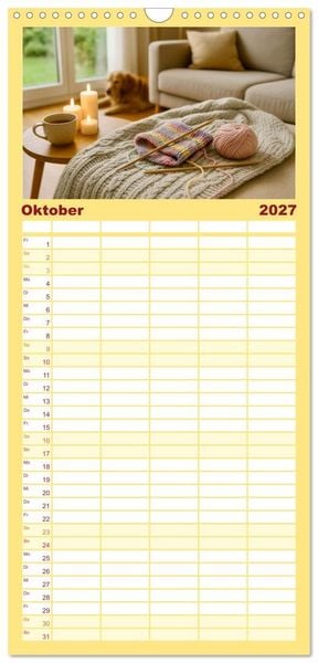 Produktbild: Familienplaner 2027 - Stricken und Wolle mit 5 Spalten (Wandkalender, 21 x 45 cm) CALVENDO