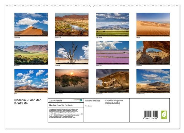 Produktbild: Namibia - Land der Kontraste (hochwertiger Premium Wandkalender 2026 DIN A2 quer), Kunstdruck in Hochglanz