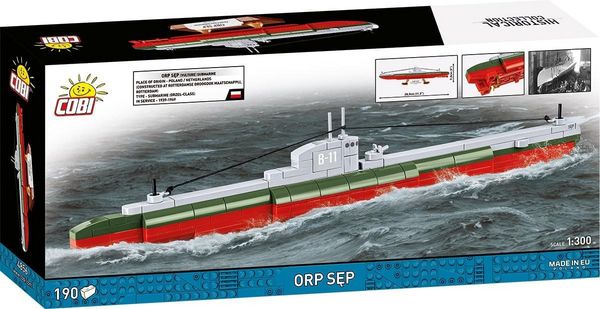 Produktbild: COBI Historical Collection 4856 - ORP Sep Polish Submarine, WWII, Bausatz 1:300, 190 Klemmbausteine