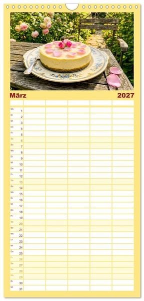 Produktbild: Familienplaner 2027 - K&auml;sekuchen Kalender - K&ouml;stliche Dessertmomente mit 5 Spalten (Wandkalender, 21 x 45 cm) CALVENDO