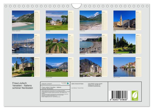 Produktbild: Friaul-Julisch Venetien - Italiens sch&ouml;ner Nordosten (Wandkalender 2026 DIN A4 quer), CALVENDO Monatskalender