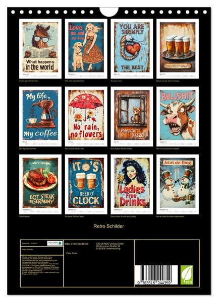 Produktbild: Retro Schilder (Wandkalender 2026 DIN A4 hoch), CALVENDO Monatskalender