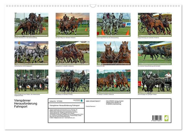 Produktbild: Viersp&auml;nner Herausforderung Fahrsport (Wandkalender 2026 DIN A2 quer), CALVENDO Monatskalender