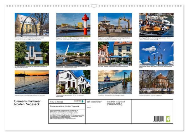 Produktbild: Bremens maritimer Norden: Vegesack (Wandkalender 2026 DIN A2 quer), CALVENDO Monatskalender