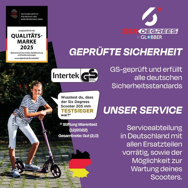 Produktbild: SIX DEGREES Aluminium Scooter 205 mm lila