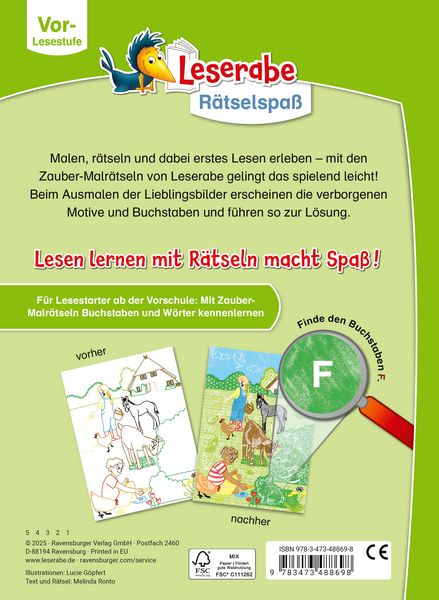 Produktbild: Leserabe R&auml;tselspa&szlig; - Zauber-Malr&auml;tsel zum Lesenlernen: Bauernhof (Vor-Lesestufe)