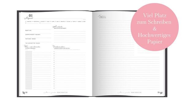 Produktbild: Rezeptbuch zum Selberschreiben: Gro&szlig;es Kochbuch zum Selberschreiben | Rezeptsammlung f&uuml;r 60 Rezepte & 20 Men&uuml;s |