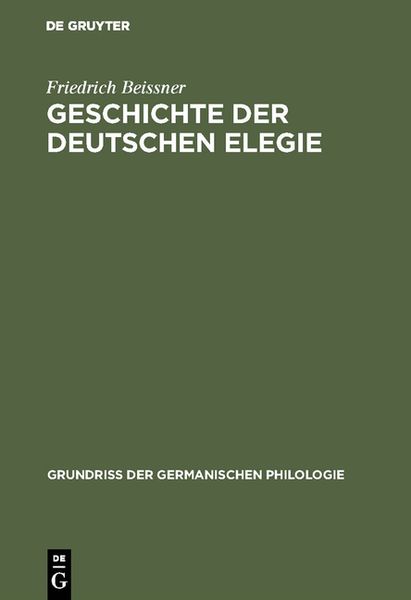 Produktbild: Geschichte der deutschen Elegie