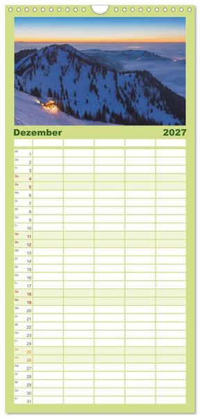 Produktbild: Familienplaner 2027 - Allg&auml;uer Alpen 2027 mit 5 Spalten (Wandkalender, 21 x 45 cm) CALVENDO