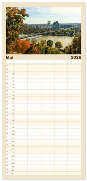 Produktbild: Familienplaner 2026 - Zauberhaftes Bratislava - Entz&uuml;ckende Hauptstadt der Slowakai an der Donau mit 5 Spalten (Wandkalender, 21 x 45 cm) CALVENDO