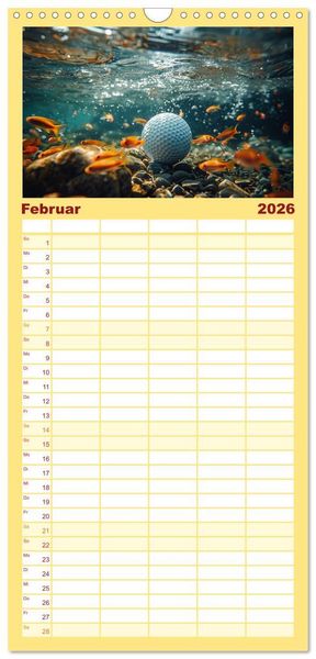 Produktbild: Familienplaner 2026 - Tierische Balljunkies mit 5 Spalten (Wandkalender, 21 x 45 cm) CALVENDO