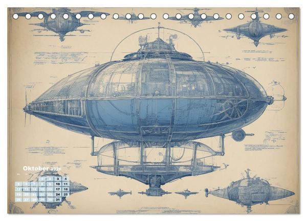 Produktbild: Steampunk - Blaupausen (Tischkalender 2026 DIN A5 quer), CALVENDO Monatskalender