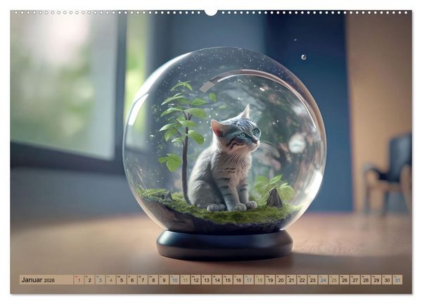 Produktbild: Miniaturwelt in der Glaskugel (hochwertiger Premium Wandkalender 2026 DIN A2 quer), Kunstdruck in Hochglanz