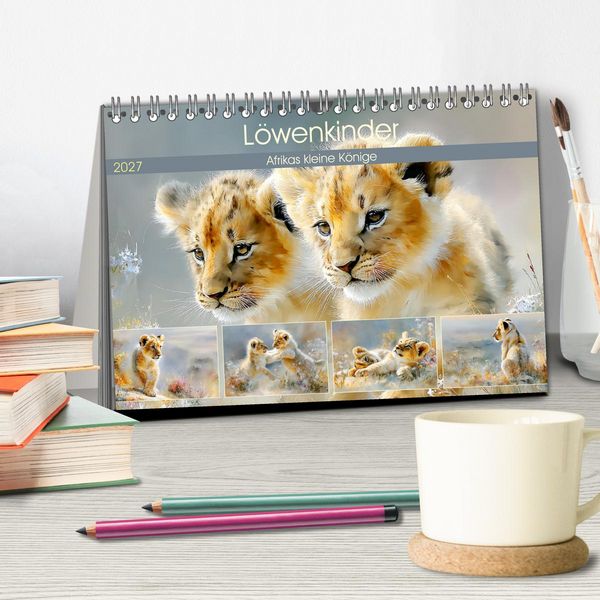 Produktbild: L&ouml;wenkinder. Afrikas kleine K&ouml;nige (Tischkalender 2027 DIN A5 quer), CALVENDO Monatskalender