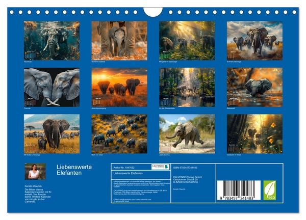 Produktbild: Liebenswerte Elefanten (Wandkalender 2026 DIN A4 quer), CALVENDO Monatskalender