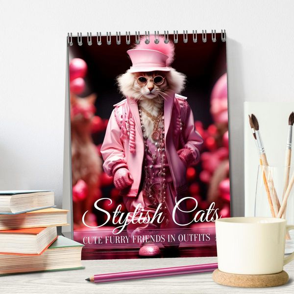 Produktbild: Stylish cats (Desk Calendar 2026 DIN A5 portrait), CALVENDO 12 Month DeskCalendar