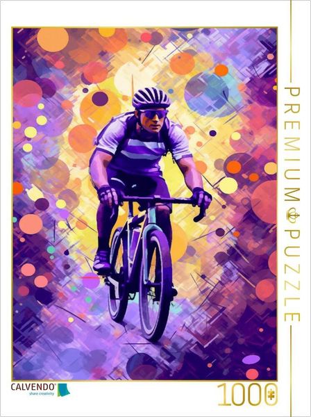 Produktbild: CALVENDO Puzzle Lila Rhythmus: Abstrakte Rennradharmonie in Gelb | 1000 Teile Lege-Gr&ouml;&szlig;e 64x48cm Foto-Puzzle f&uuml;r gl&uuml;ckliche Stunden