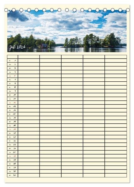 Produktbild: Urlaubsparadiese - Familienplaner (Tischkalender 2026 DIN A5 hoch), CALVENDO Monatskalender