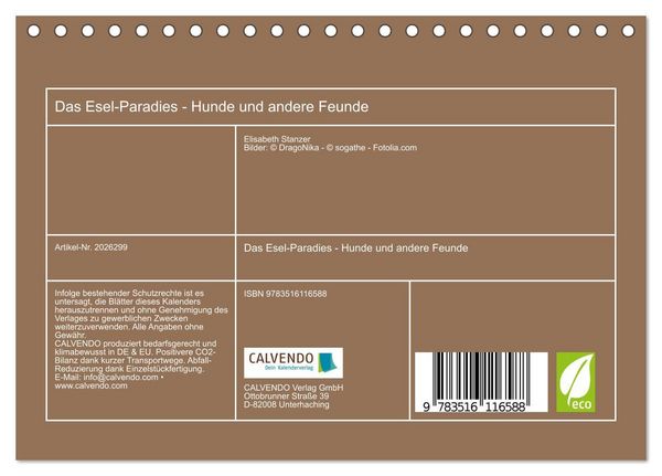 Produktbild: Das Esel-Paradies - Hunde und andere Feunde (Tischkalender 2026 DIN A5 quer), CALVENDO Monatskalender