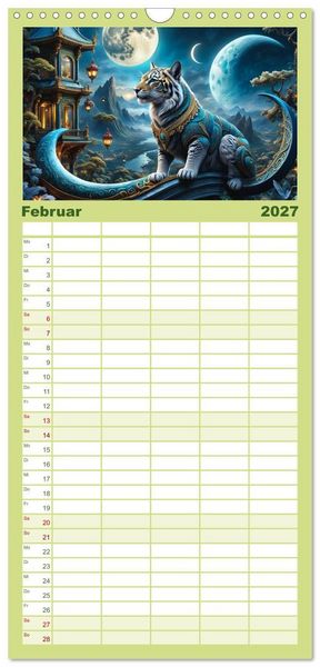 Produktbild: Familienplaner 2027 - Verborgene Welten: Arkanum der mystischen Tierwesen mit 5 Spalten (Wandkalender, 21 x 45 cm) CALVENDO