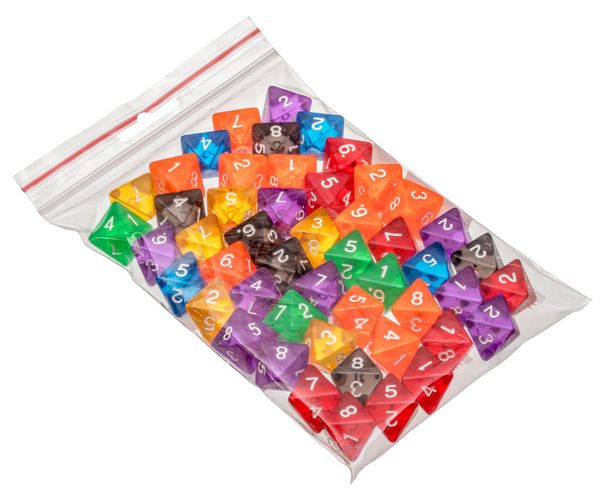 Produktbild: W&uuml;rfel, 8 seitig, transparent, 50er Beutel