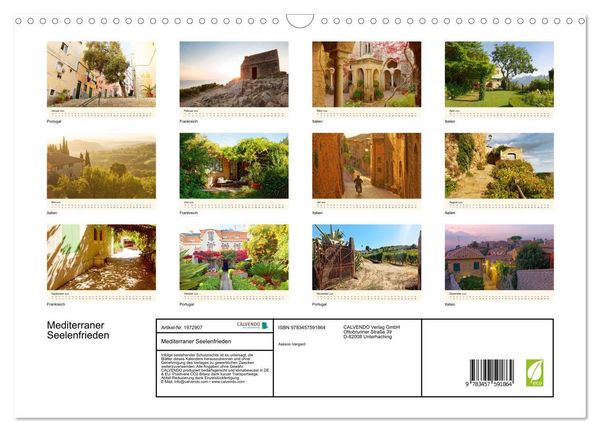 Produktbild: Mediterraner Seelenfrieden (Wandkalender 2026 DIN A3 quer), CALVENDO Monatskalender