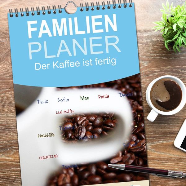 Produktbild: Familienplaner 2026 - Der Kaffee ist fertig mit 5 Spalten (Wandkalender, 21 x 45 cm) CALVENDO