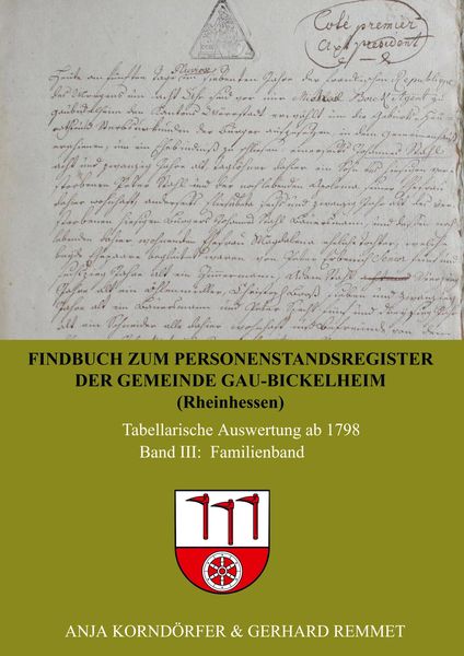 Produktbild: Findbuch zum Personenstandsregister der Gemeinde Gau-Bickelheim/Rheinhessen