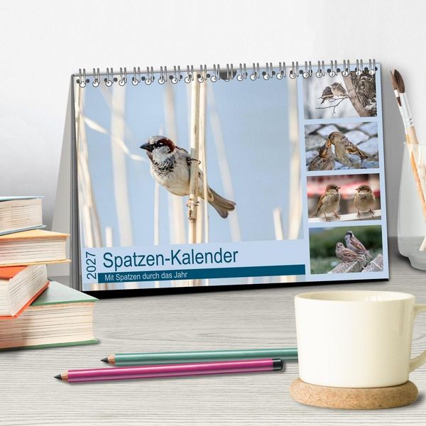 Produktbild: Spatzen-Kalender (Tischkalender 2027 DIN A5 quer), CALVENDO Monatskalender