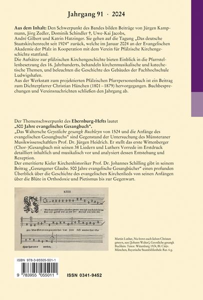 Produktbild: Bl&auml;tter f&uuml;r pf&auml;lzische Kirchengeschichte und religi&ouml;se Volkskunde 2024