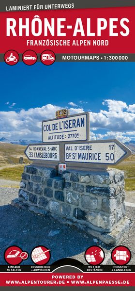Produktbild: MoTourMaps Rh&ocirc;ne-Alpes Franz&ouml;sische Alpen Nord Auto- und Motorradkarte 1:300.000