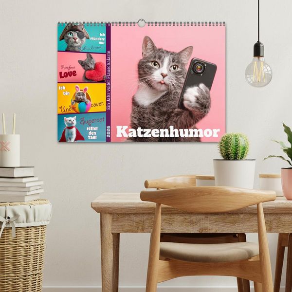 Produktbild: Katzenhumor - Ein Jahr voller Flauschalarm (Wandkalender 2026 DIN A3 quer), CALVENDO Monatskalender