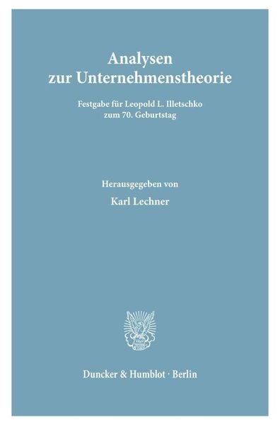 Produktbild: Analysen zur Unternehmenstheorie.