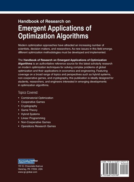 Produktbild: Handbook of Research on Emergent Applications of Optimization Algorithms, VOL 1