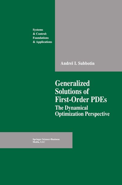 Produktbild: Generalized Solutions of First Order PDEs