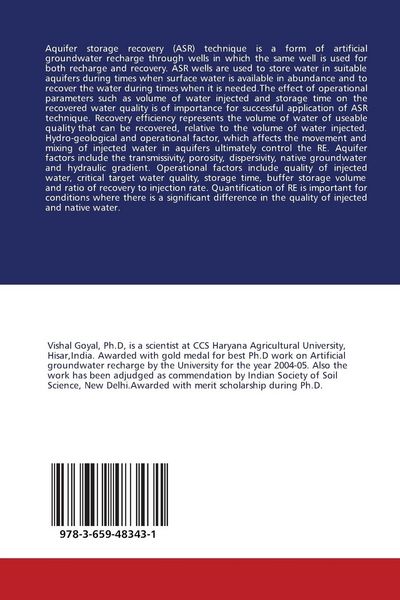 Produktbild: Artificial groundwater recharge of the brackish aquifer using ASR well
