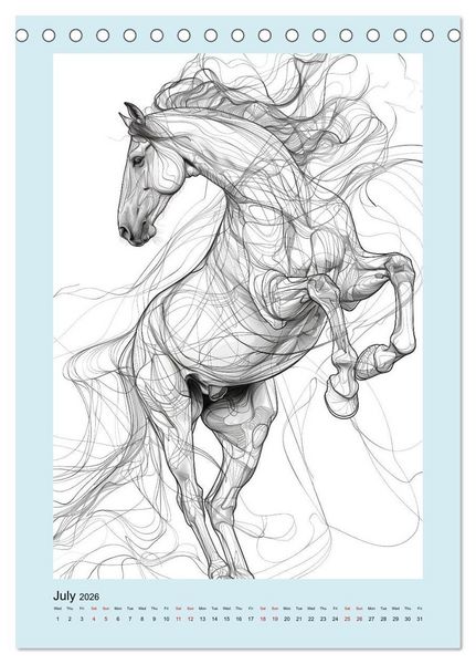 Produktbild: Sketchy Power Horses (Desk Calendar 2026 DIN A5 portrait), CALVENDO 12 Month DeskCalendar