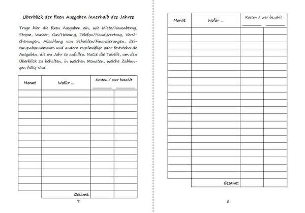 Produktbild: Haushaltsbuch zum Eintragen der Ausgaben