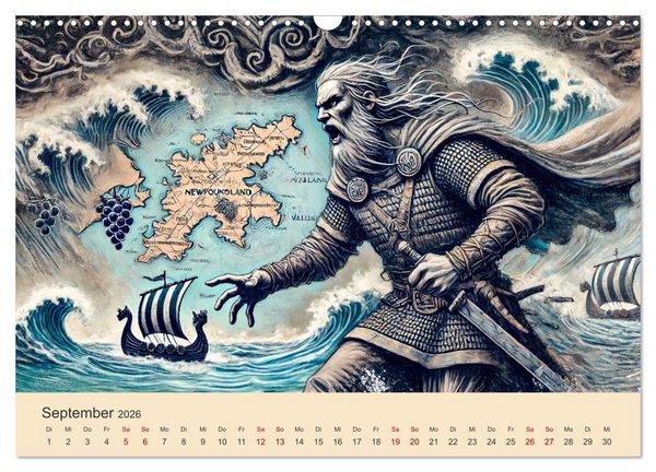 Produktbild: Die Wikingerzeit - Helden, K&ouml;nige und Entdeckungen (Wandkalender 2026 DIN A3 quer), CALVENDO Monatskalender