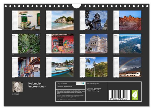 Produktbild: Kolumbien Impressionen (Wandkalender 2026 DIN A4 quer), CALVENDO Monatskalender