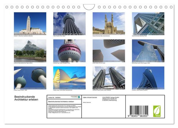 Produktbild: Beeindruckende Architektur erleben (Wandkalender 2026 DIN A4 quer), CALVENDO Monatskalender