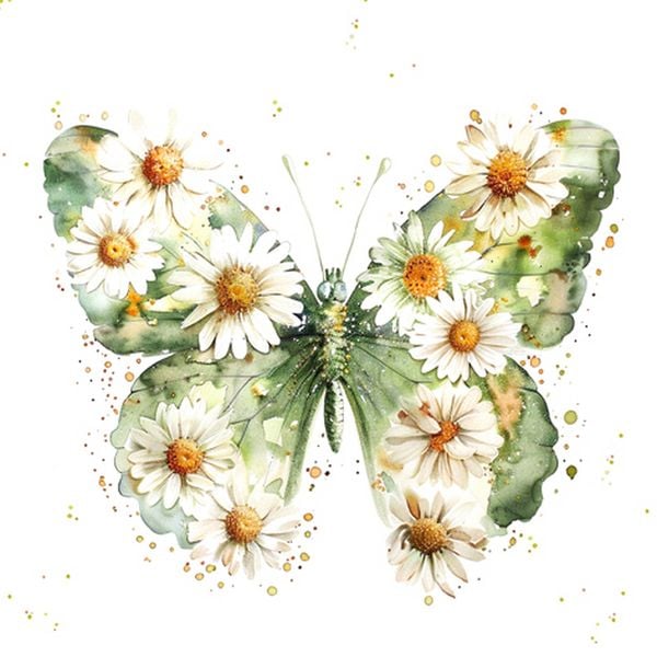Produktbild: ti-flair Servietten Papillon & Marguerites 33x33cm 20 St&uuml;ck 3-lagig