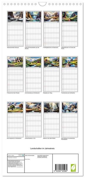 Produktbild: Familienplaner 2027 - Landschaften im Jahreskreis mit 5 Spalten (Wandkalender, 21 x 45 cm) CALVENDO