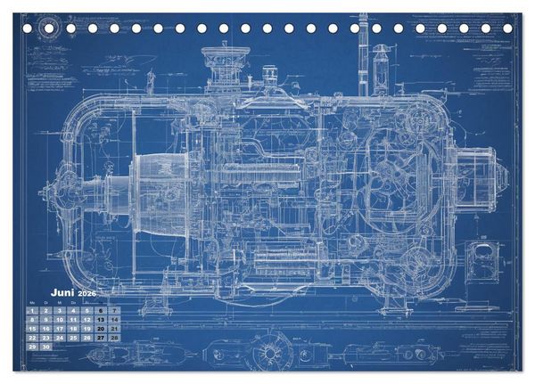 Produktbild: Steampunk - Blaupausen (Tischkalender 2026 DIN A5 quer), CALVENDO Monatskalender